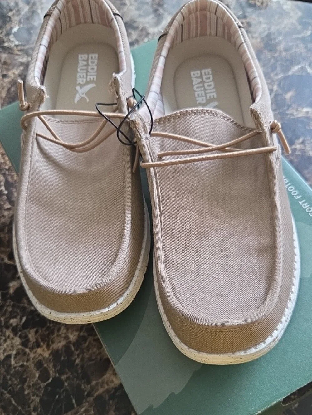 Eddie Bauer Men’s Tan Canvas Slip-On Loafers